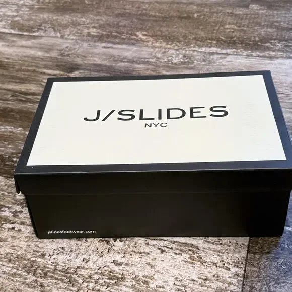 J/Slides NYC Shoes Womens Size 8 Black Faux Fur Bree Double Strap Slides NEW - Picture 3 of 11